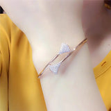 14K Rose Gold Triangle Bracelet with Purple Inlaid Crystal for Women