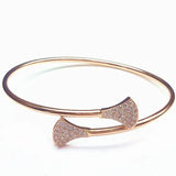 14K Rose Gold Triangle Bracelet with Purple Inlaid Crystal for Women