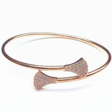 14K Rose Gold Triangle Bracelet with Purple Inlaid Crystal for Women