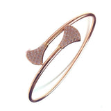 14K Rose Gold Triangle Bracelet with Purple Inlaid Crystal for Women