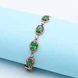 Purple Crystal Oval Green Gemstone Bracelet 14K Rose Plated Wedding Jewelry