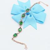 Purple Crystal Oval Green Gemstone Bracelet 14K Rose Plated