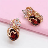 Purple Geometric Water Drop Ruby Earrings 14K Rose Plated Butterfly Jewelry