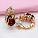 Purple Geometric Water Drop Ruby Earrings 14K Rose Plated Butterfly Jewelry