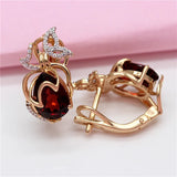 Purple Geometric Water Drop Ruby Earrings 14K Rose Plated Butterfly Jewelry