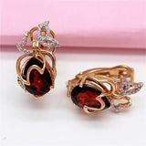 Purple Geometric Water Drop Ruby Earrings 14K Rose Plated Butterfly Jewelry