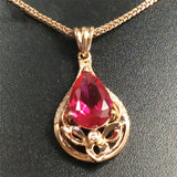 14K Rose Ruby Pendant Necklace for Women Wedding Jewelry