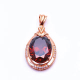 Purple Inlaid Oval Ruby Necklace 14K Rose Plated Wedding Jewelry