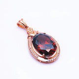 Purple Inlaid Oval Ruby Necklace 14K Rose Plated Wedding Jewelry