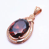 Purple Inlaid Oval Ruby Necklace 14K Rose Plated Wedding Jewelry