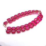 Purple Oval Ruby String Bracelet for Women 14K Rose Plated