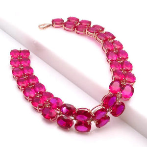 Purple Oval Ruby String Bracelet for Women 14K Rose Plated