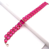 Purple Oval Ruby String Bracelet 14K Rose Plated Wedding Jewelry