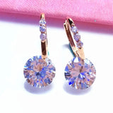 Purple Inlaid Round Gemstone Earrings 14K Rose Jewelry for Women
