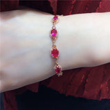 Purple Ruby Bracelet for Women 14K Rose Bangles Wedding Jewelry