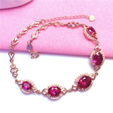 14K Rose Plated Ruby Bracelet for Women - Wedding Jewelry