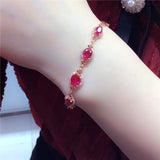 14K Rose Plated Ruby Bracelet for Women - Wedding Jewelry