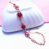 14K Rose Gold Plated Purple Inlaid Ruby Bracelet for Women