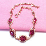 14K Rose Plated Ruby Bracelet for Women - Wedding Jewelry