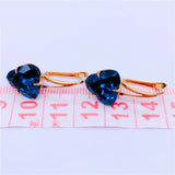 Geometric Punk Sapphire Earrings, 14K Rose Wedding Jewelry