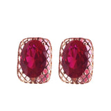 Purple Hollow Ruby Earrings 14K Rose Ear Studs Palace Jewelry