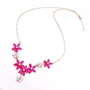Purple Ruby Flower Choker Necklace 14k Rose Plated Wedding Jewelry