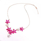 Purple Ruby Flower Choker Necklace 14k Rose Plated Wedding Jewelry