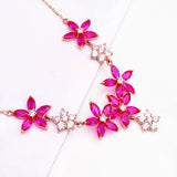 Purple Ruby Flower Choker Necklace 14k Rose Plated Wedding Jewelry