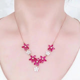 Purple Ruby Flower Choker Necklace 14k Rose Plated Wedding Jewelry