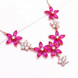 Purple Ruby Flower Choker Necklace 14k Rose Plated Wedding Jewelry