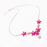 Purple Ruby Flower Choker Necklace 14k Rose Plated Wedding Jewelry