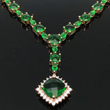 14K Rose Plated Emerald Necklace for Women