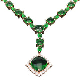 14K Rose Plated Emerald Necklace for Women