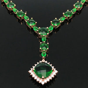 Purple Emerald Necklace 14K Rose Plated Chain Women's Wedding Jewelry