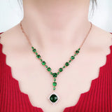 14K Rose Plated Emerald Necklace for Women