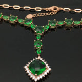 14K Rose Plated Emerald Necklace for Women