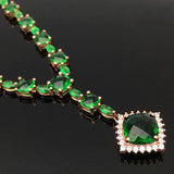 14K Rose Plated Emerald Necklace for Women