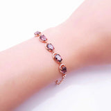 Purple Ruby Crystal Bracelet 14K Rose Charm Jewelry