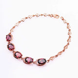 Purple Ruby Crystal Bracelet 14K Rose Charm Jewelry