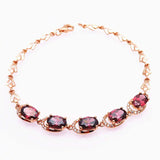 Purple Ruby Crystal Bracelet 14K Rose Charm Jewelry