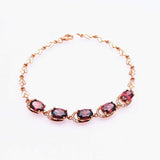 Purple Ruby Crystal Bracelet 14K Rose Charm Jewelry