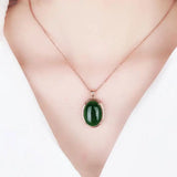 Purple Chalcedony Pendant Necklace 14K Rose Gold Chinese Jewelry