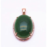 Purple Chalcedony Pendant Necklace 14K Rose Gold Chinese Jewelry