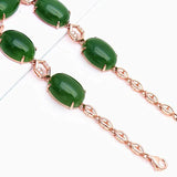 14K Rose Plated Green Chalcedony Charm Bracelet for Women