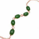 14K Rose Plated Green Chalcedony Charm Bracelet Ethnic Jewelry