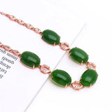 14K Rose Plated Green Chalcedony Charm Bracelet for Women