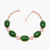 Purple Green Chalcedony Charm Bracelet 14K Rose Plated Ethnic Jewelry