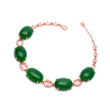 14K Rose Plated Green Chalcedony Charm Bracelet for Women