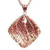 Purple Necklace 14K Rose Plated Geometric Rhombus Pendant Wedding Jewelry