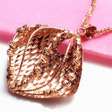 14K Rose Plated Geometric Rhombus Necklace for Women